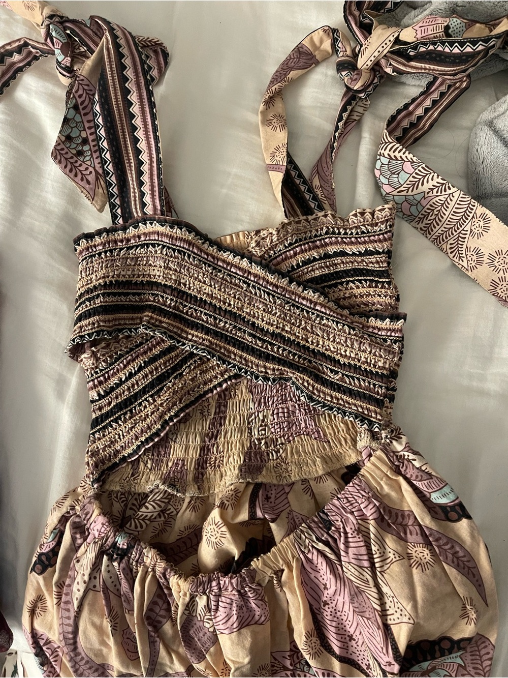 Omika Smocked Tiered Maxi Dress - Lavender Floral